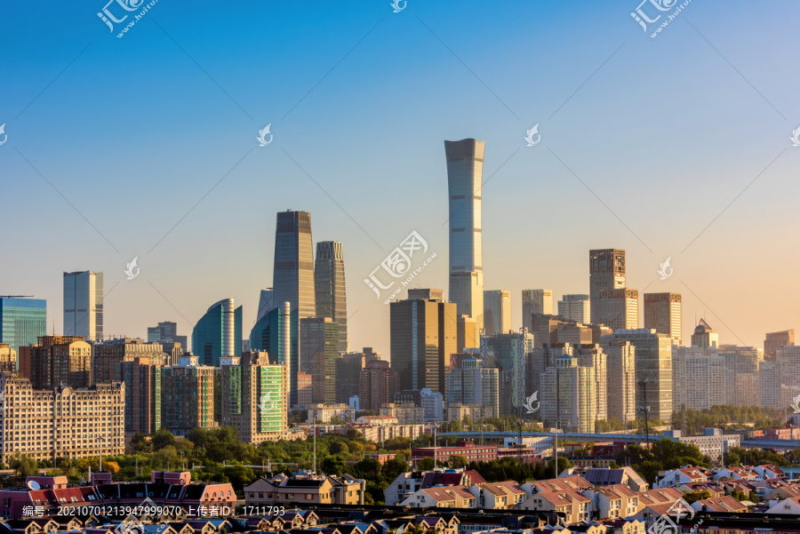 中国首都北京CBD清晨风光