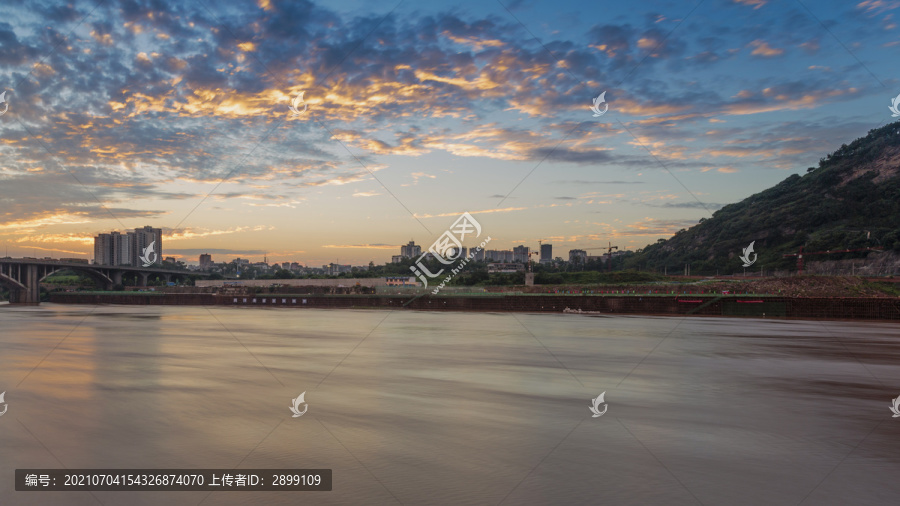 宜宾岷江晚霞城市景观