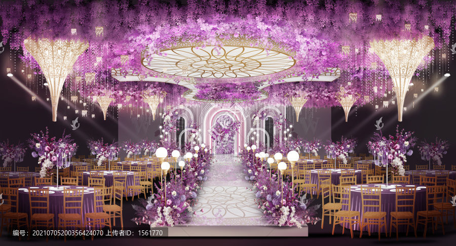 紫色婚礼堂效果图