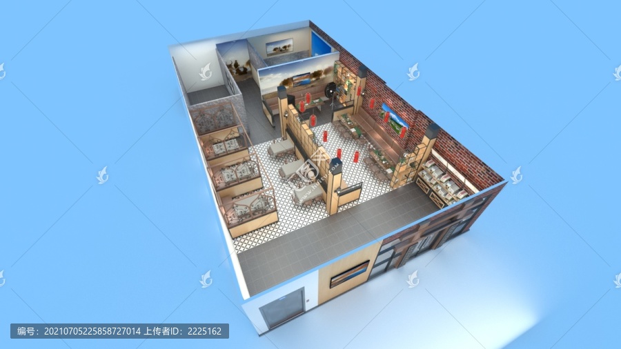 草原清真饭店模型效果图