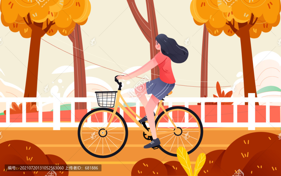 秋游出游国庆节日骑自行车旅游