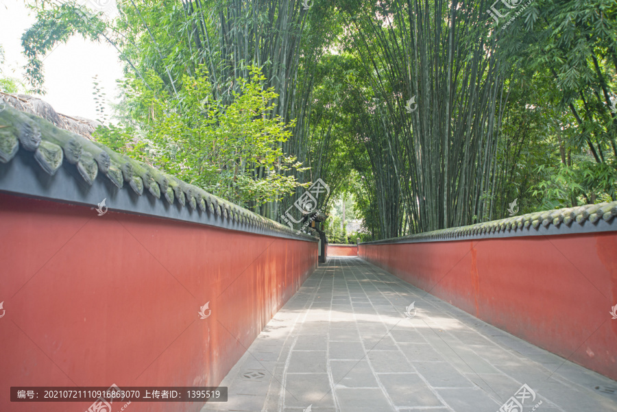 杜甫草堂红墙竹林