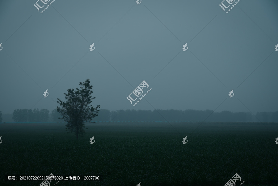 阴雨连绵村景