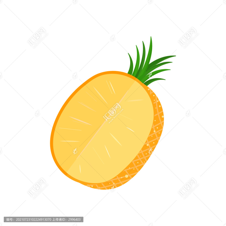 矢量图水果切开的菠萝