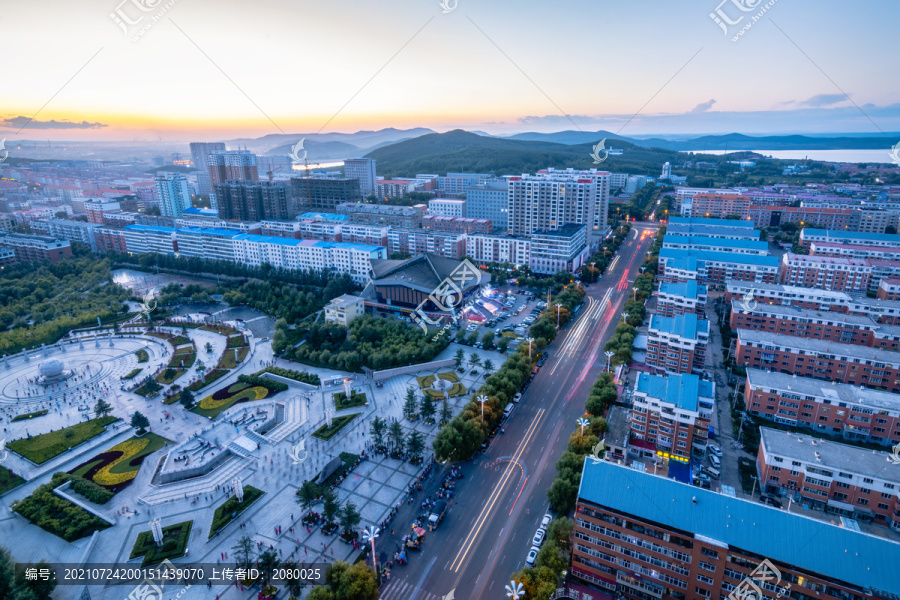 东北七台河城市风光夜景