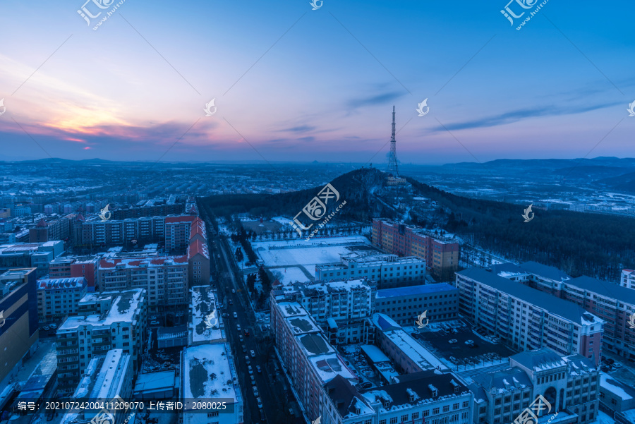 东北七台河城市风光夜景