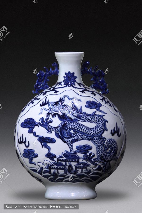 蟠龙双耳花瓶,工艺世界,文化艺术,摄影素材,汇图网www.huitu.com