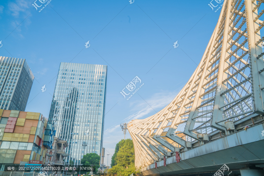 武汉城市建筑天际线和建筑特写
