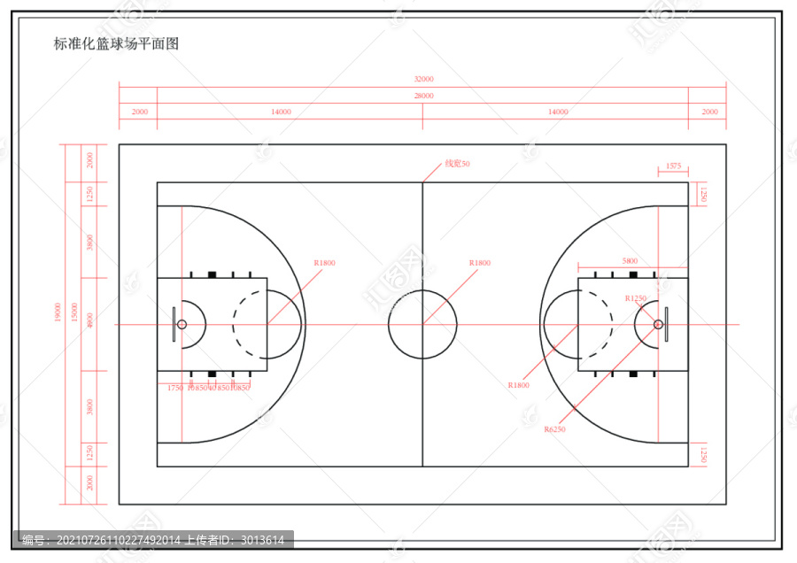 标准化篮球场施工设计图纸