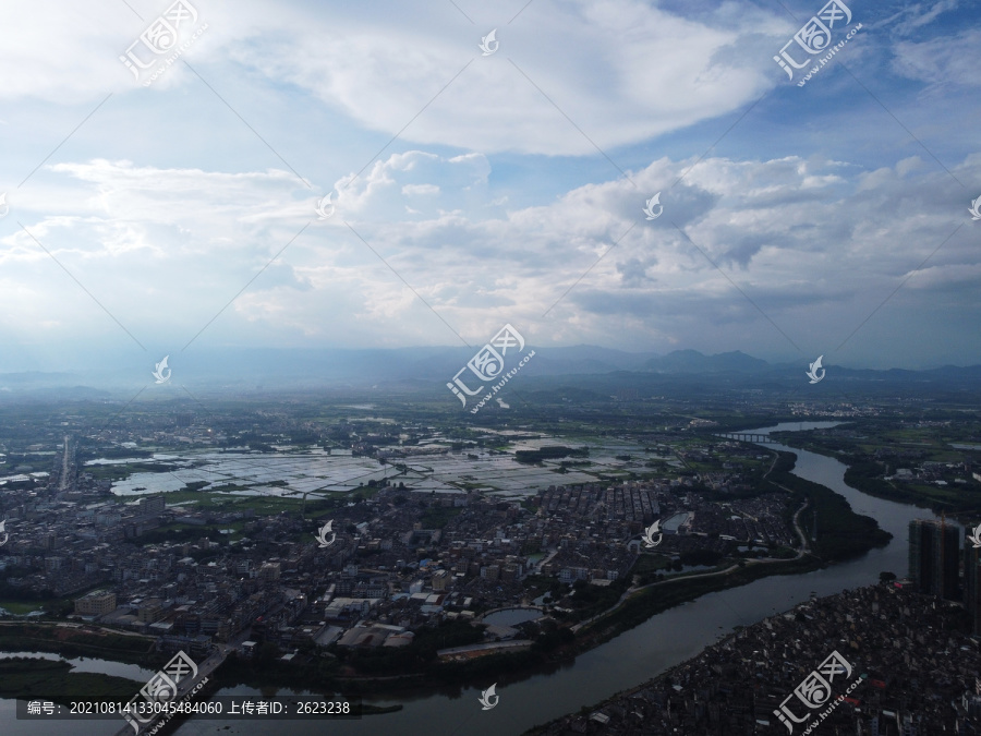 中国广东省揭阳市绵湖航拍