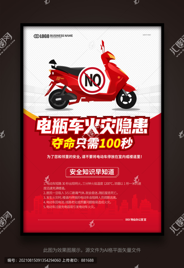 电瓶车安全隐患宣传海报