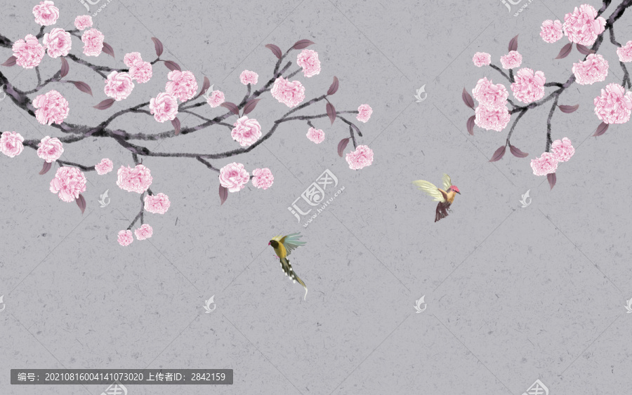 中式牡丹花鸟画