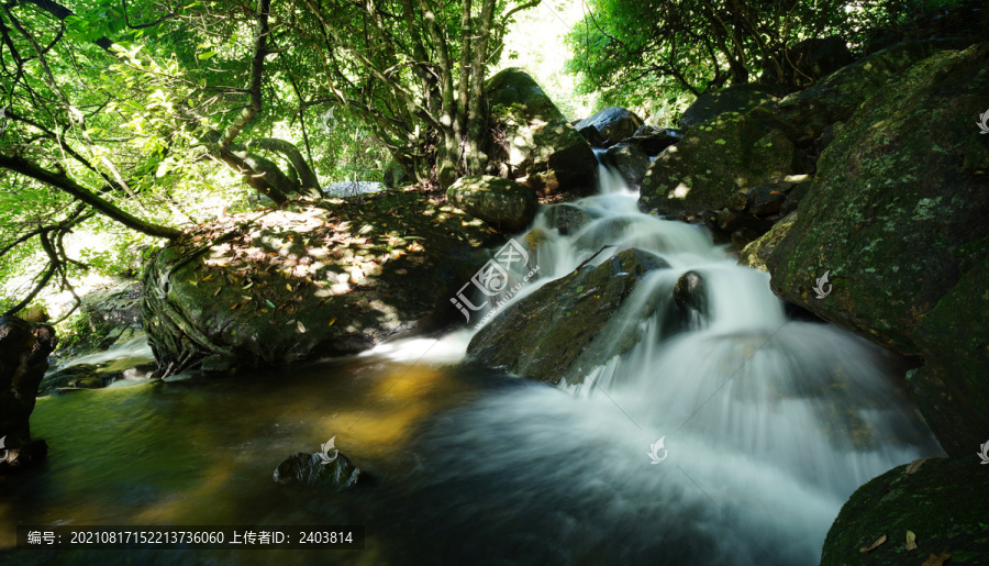 慢门摄影梧桐山泰山涧溪流瀑布