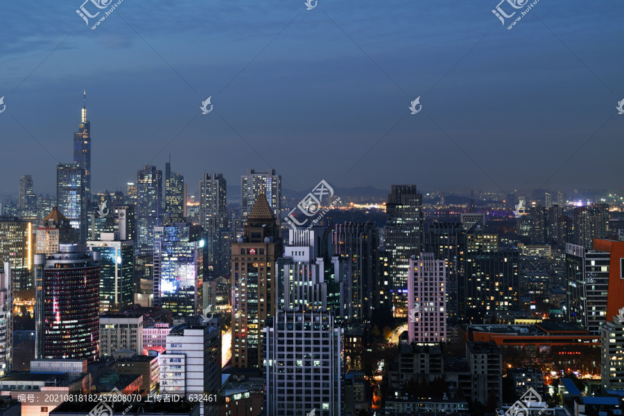 南京新街口城市建筑风光夜景