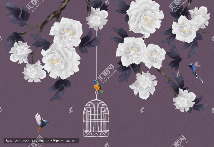新中式牡丹花鸟壁纸