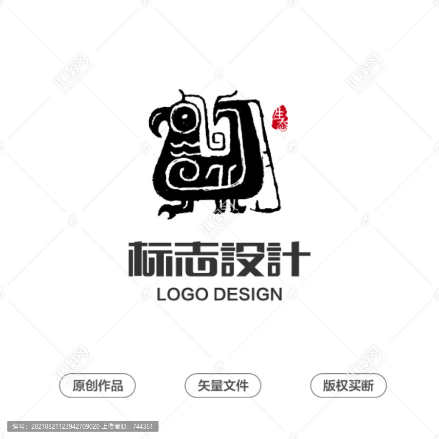 古代图形鸡logo