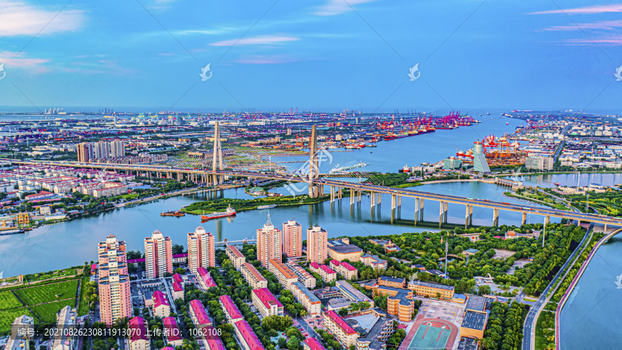 天津海河大桥与天津港