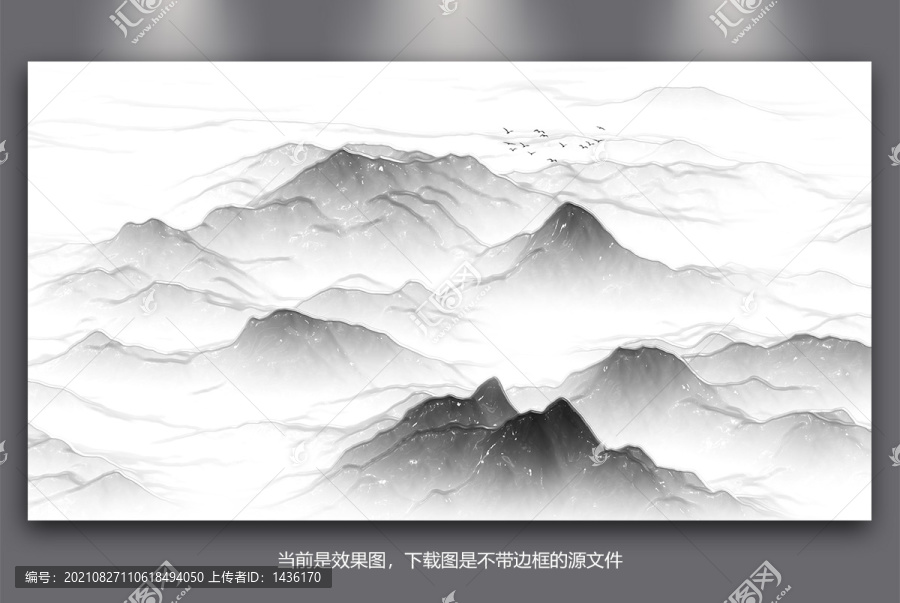 现代轻奢抽象山水晶瓷背景墙壁画