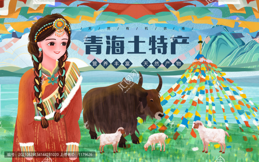 青海藏族女孩插画包装