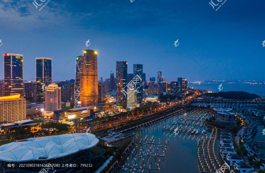 鸟瞰厦门城市夜景