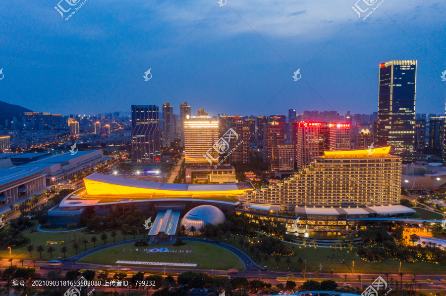 鸟瞰厦门城市夜景