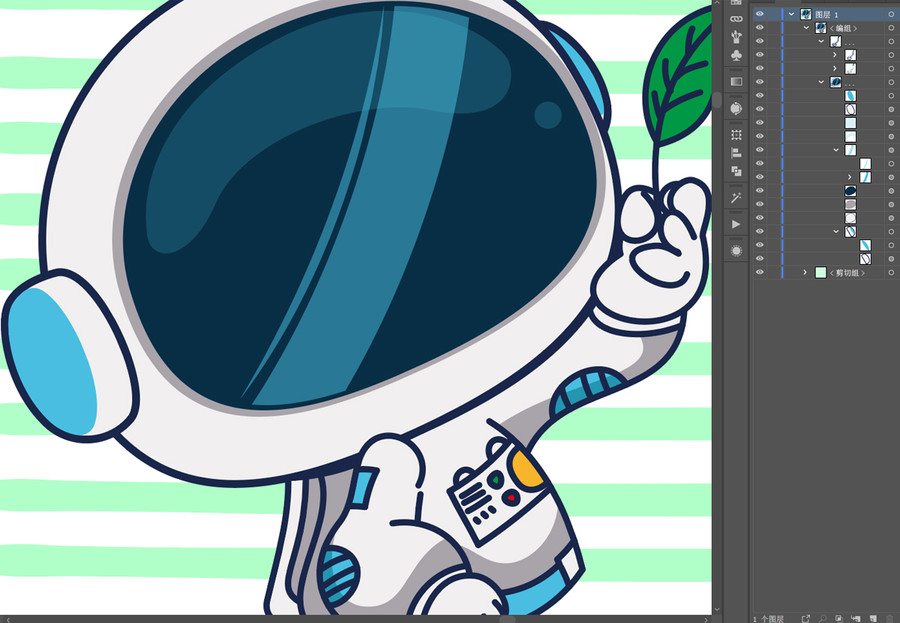 树叶卡通宇航员可爱儿童产品图案