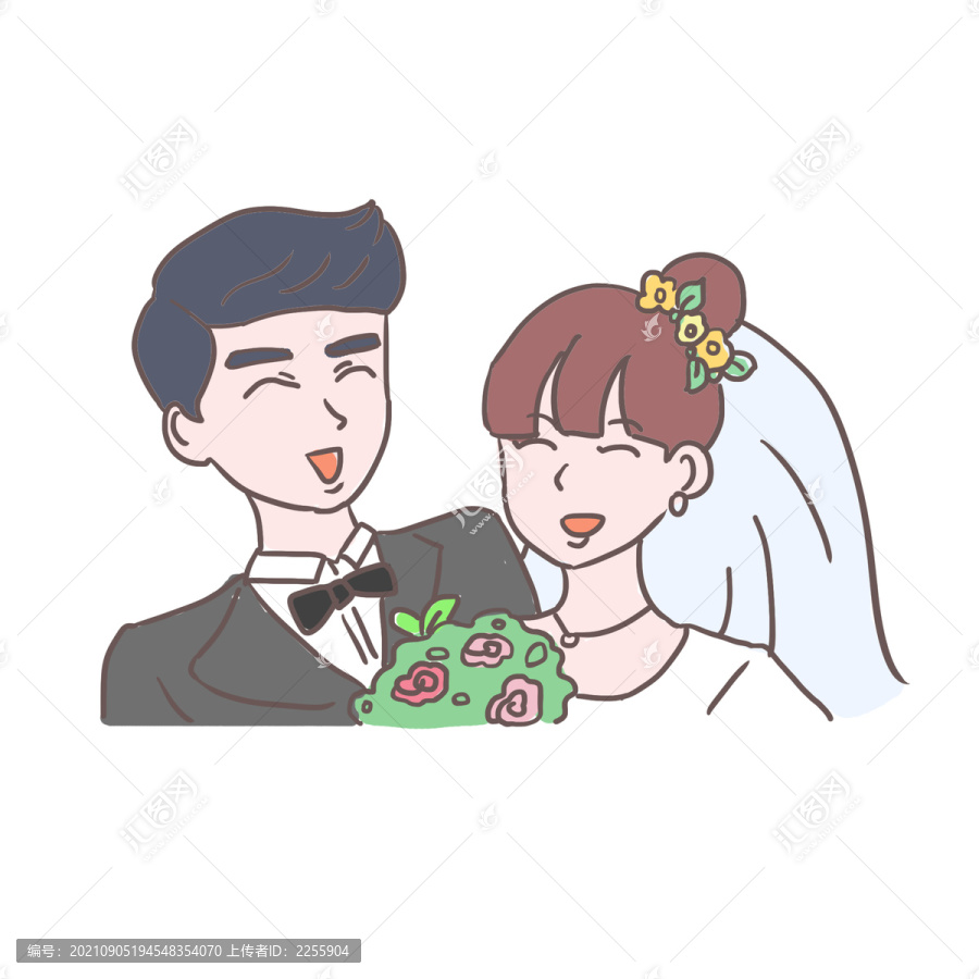 婚礼结婚手绘卡通元素