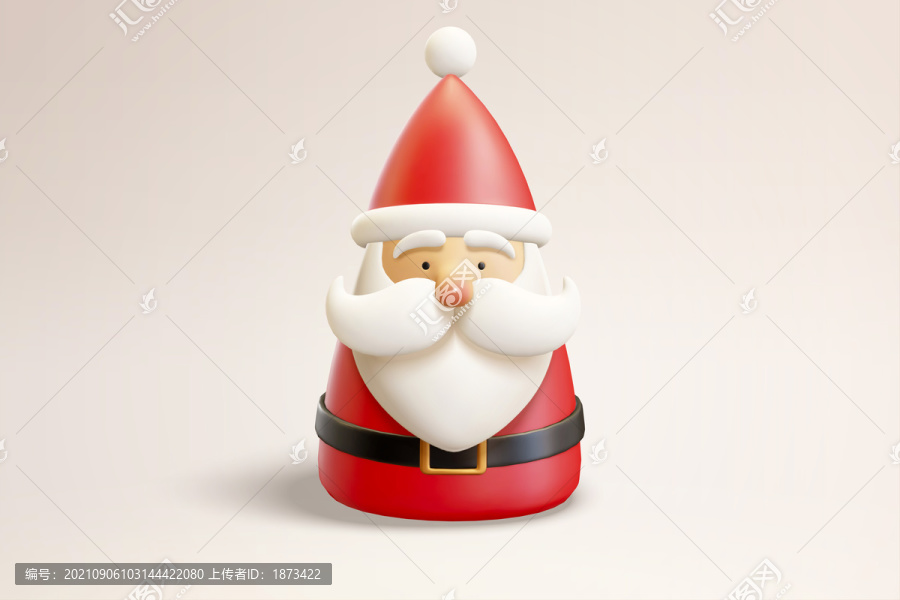 戴着圣诞帽的可爱耶诞老人玩具三维元素