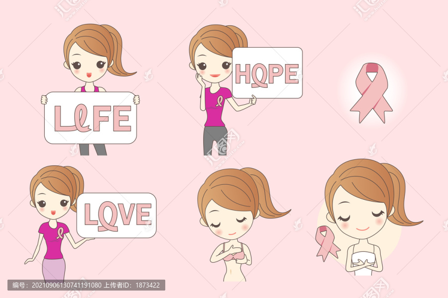 防治乳腺癌卡通插图