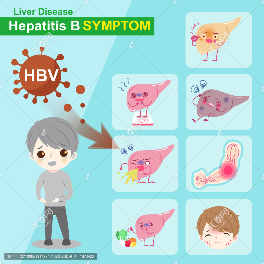 患B型肝炎征兆卡通插图