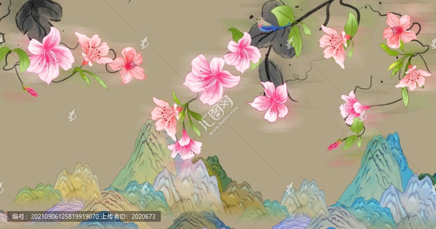 新中式花鸟山水画