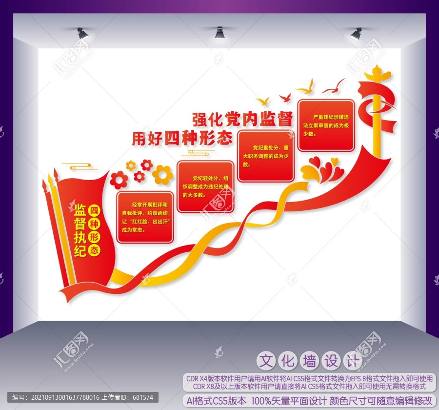 监督执纪四种形态楼梯文化墙