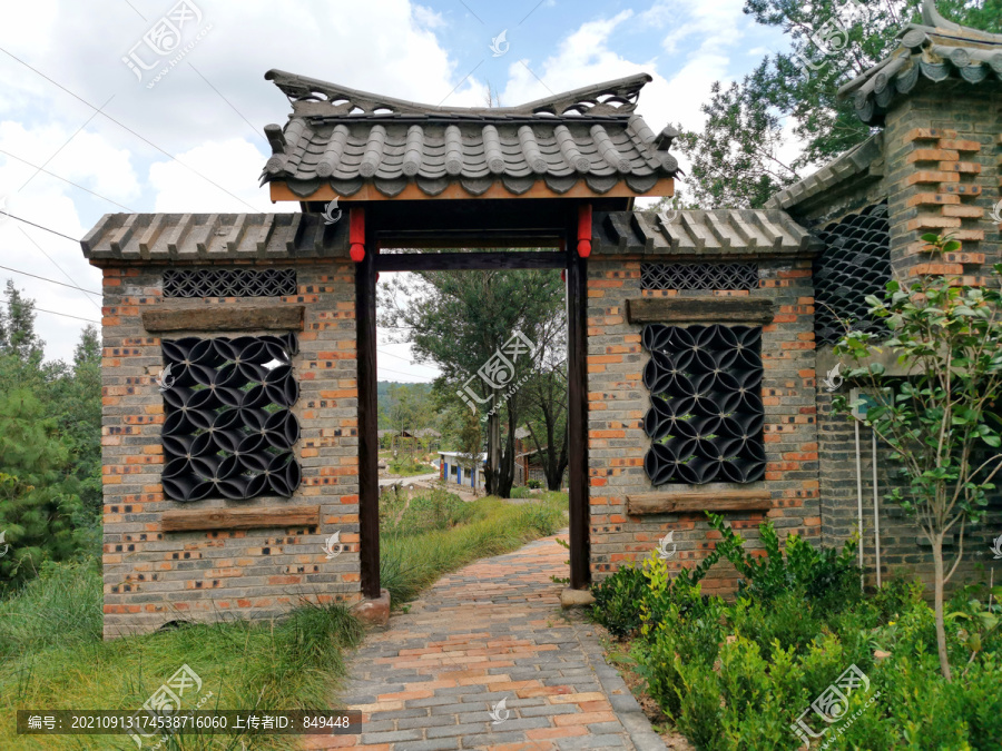 中式民宿入户庭院大门