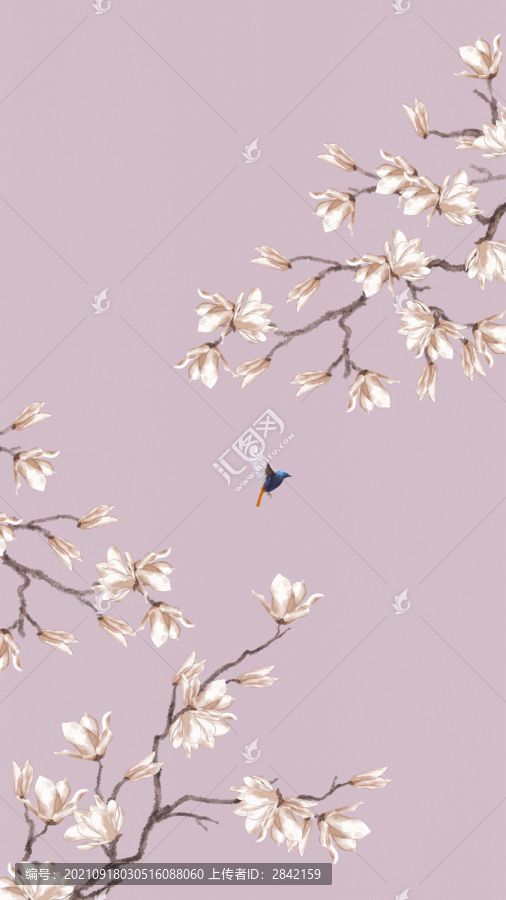 中式玉兰花鸟壁纸