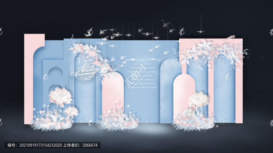 韩式简约蓝粉色婚礼效果图