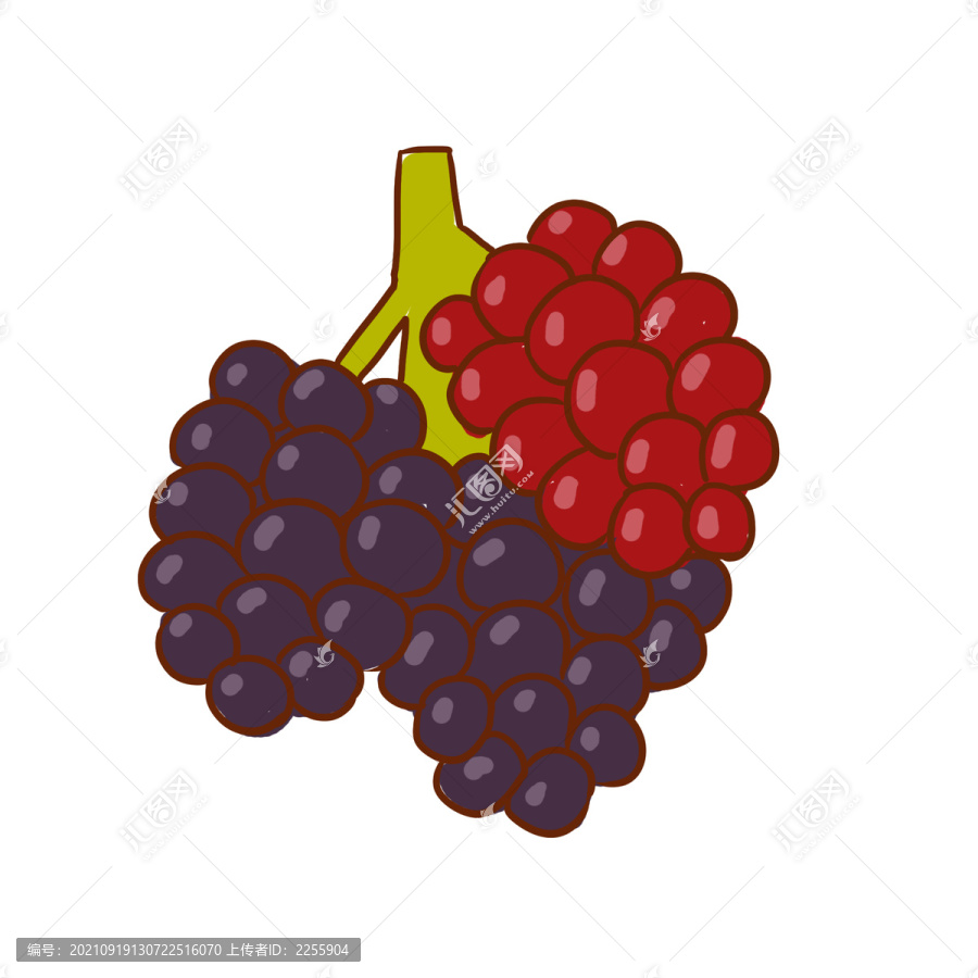 水果葡萄手绘卡通元素