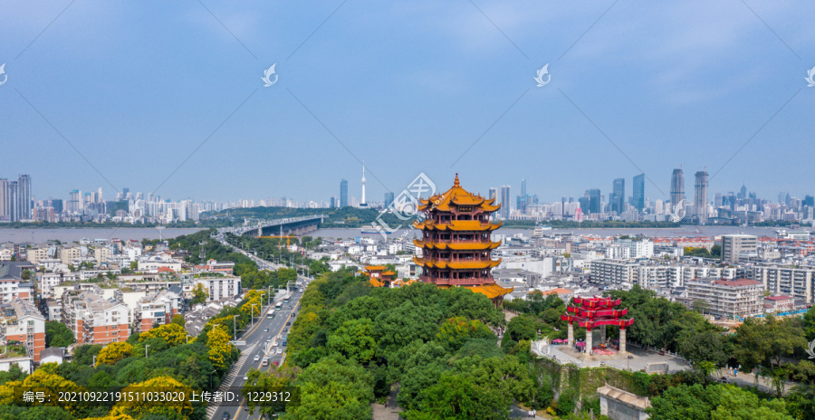 武汉黄鹤楼航拍全景