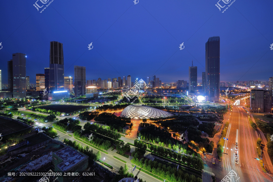 天津滨海新区于家堡城市风光夜景