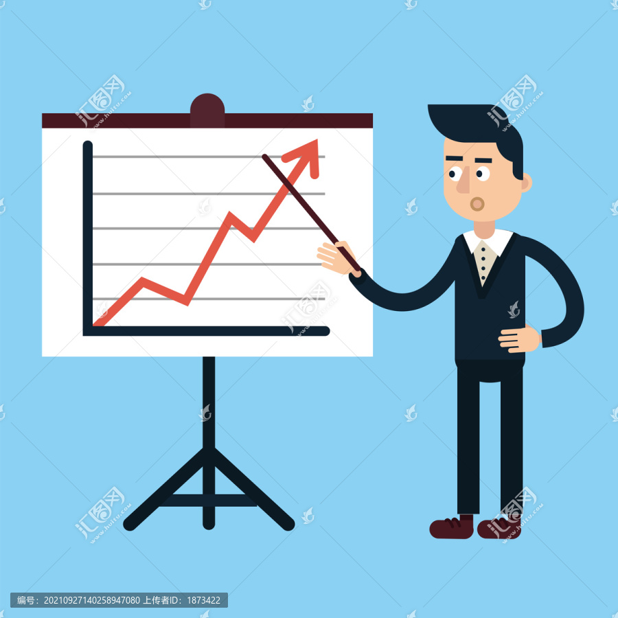 商务男性台上报告分析图表插图