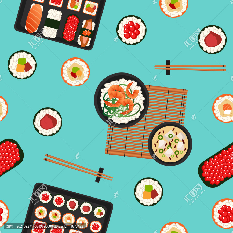 和风日式寿司料理背景插图