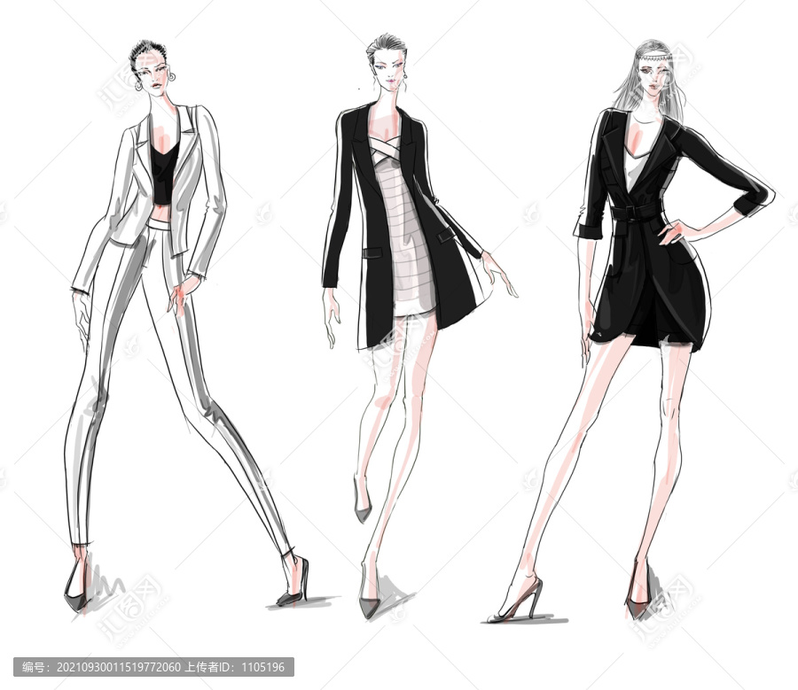 黑白灰时尚服装系列效果图