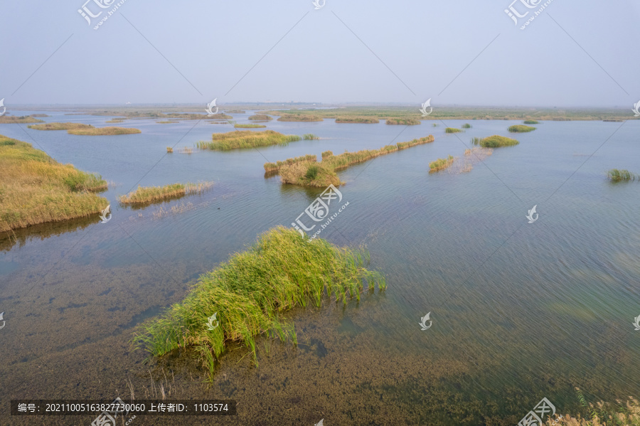 航拍东营黄河口湿地