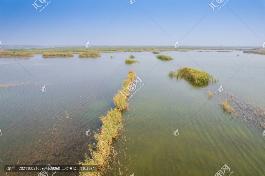 航拍东营黄河口湿地