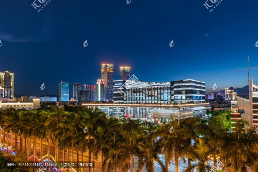 广东中山市中山纪念图书馆夜景