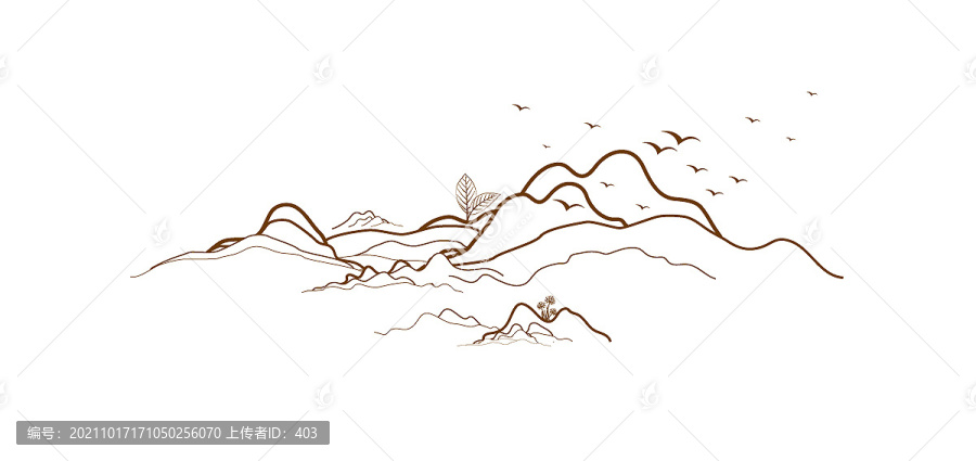 禅意中式地产茶叶山水线条装饰画