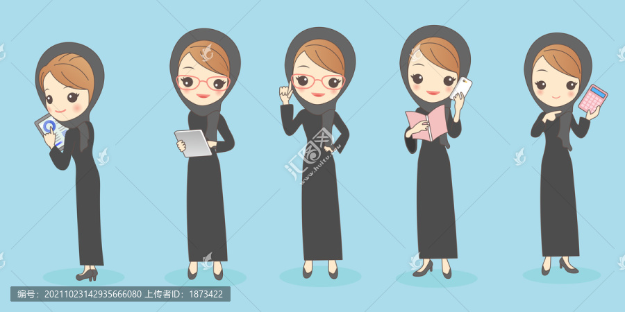 伊斯兰女孩数据会计工作插图