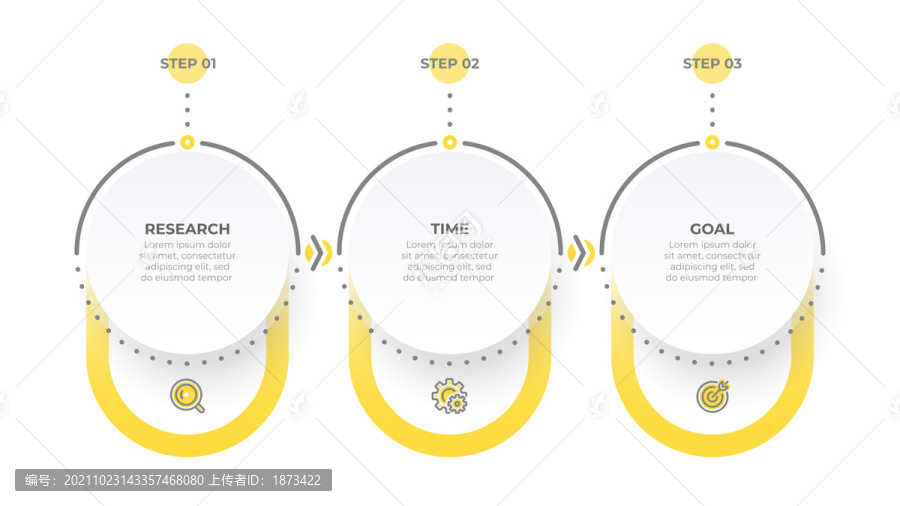 简约黄灰色调步骤图表