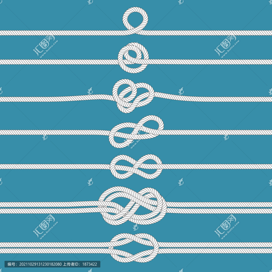 七种不同绳结样式创意设计插图