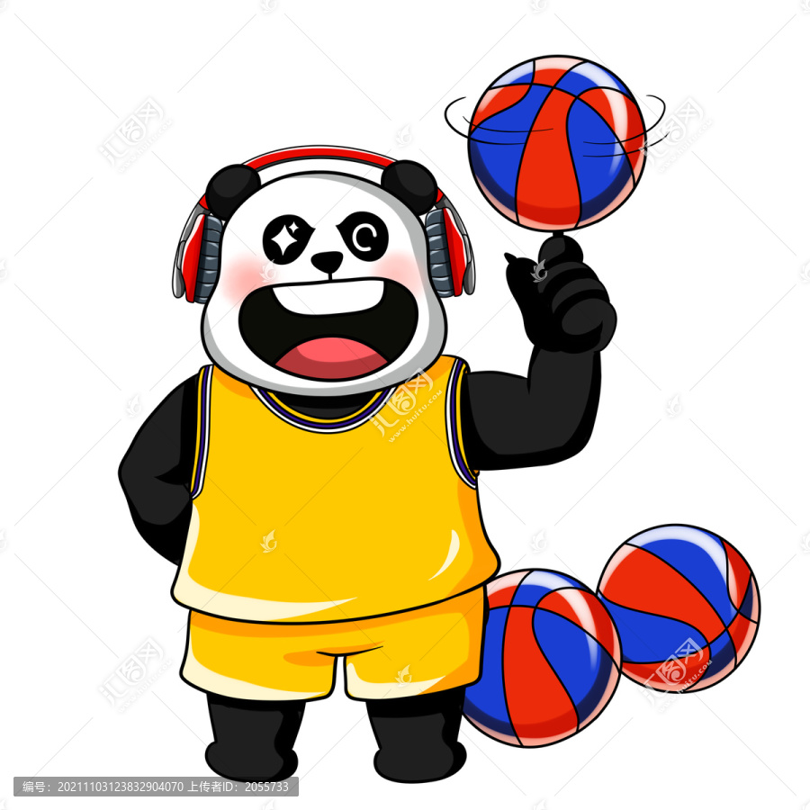 熊猫打篮球转球卡通