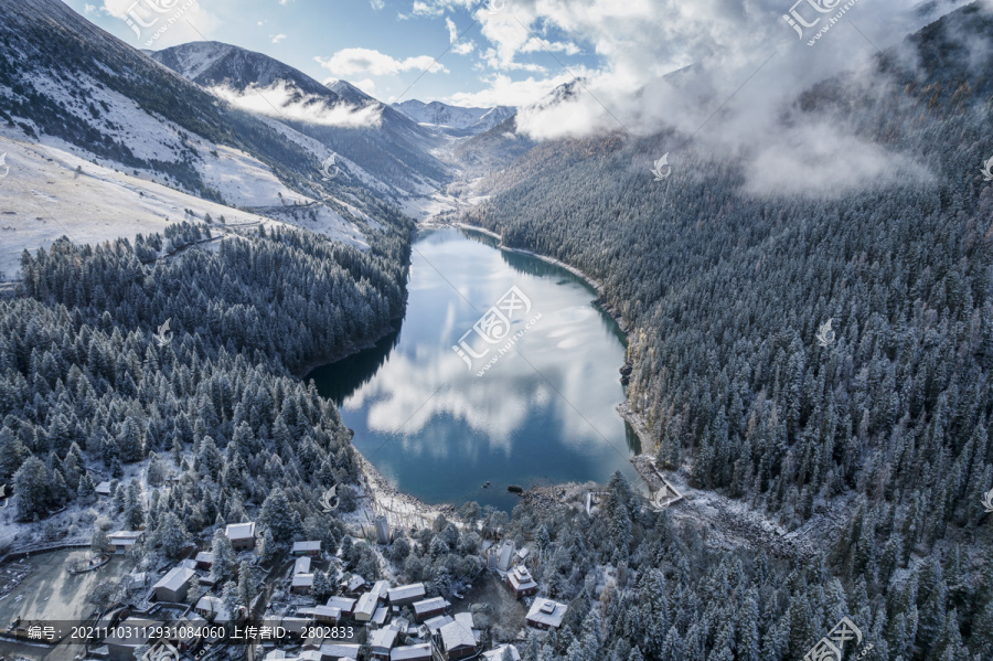 川西高原冬季雪景自然风光